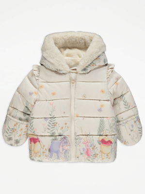 Disney Winnie The Pooh Fur Trim Padded Coat Baby at ASDA