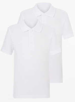 School White Slim Fit Polo Shirts 2 Pack School at ASDA