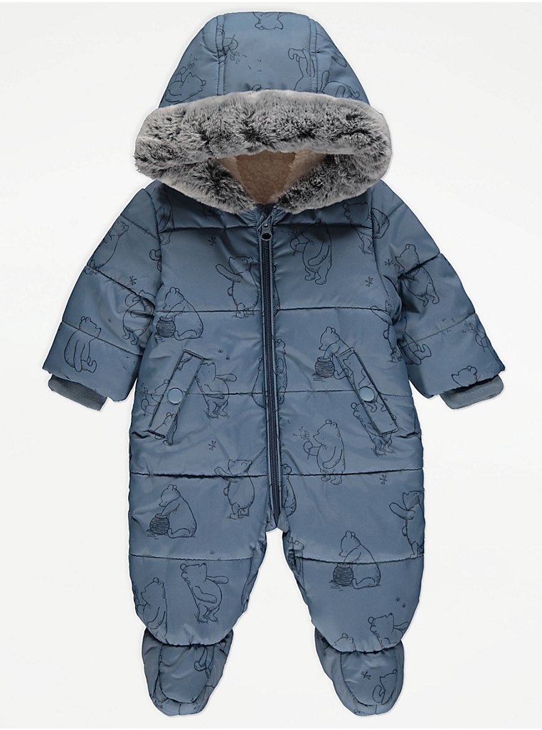 Disney Winnie The Pooh Navy Hooded Snowsuit | Baby | George at ASDA