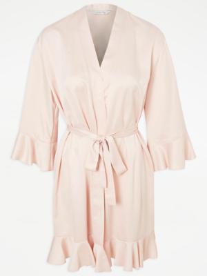 Team Bride Pink Satin Frilled Robe | Women | George at ASDA