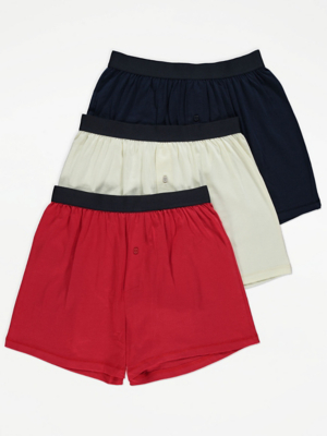 Red Assorted Jersey Boxer Shorts 3 Pack Men at ASDA