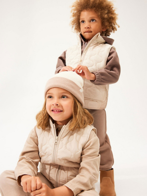 Unisex Cream Quilted Gilet Kids at ASDA