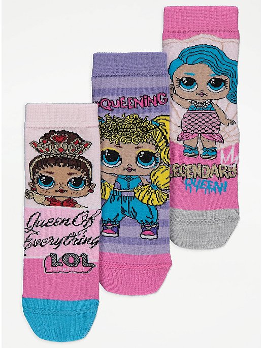 George Girls Official LOL Surprise Socks 3 Pack 