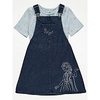 Disney Frozen Blue Denim Pinafore Dress and T-Shirt Outfit | Kids | George at ASDA