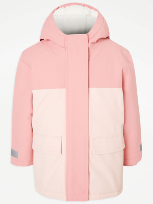 Pink Hooded Waterproof Jacket Kids at ASDA