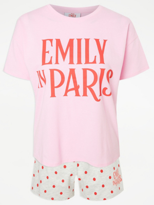 Emily in Paris Pink Slogan Print Pyjamas