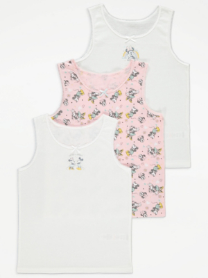 Disney Minnie Mouse White Vests 3 Pack Kids at ASDA