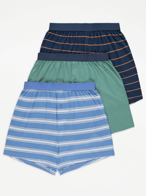 Assorted Striped Loose Fit Boxers 3 Pack Men at ASDA