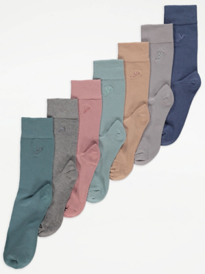 Assorted Colourful Embroidered Ankle Socks 7 Pack