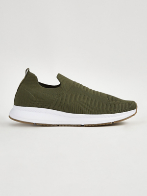 khaki knitted trainers