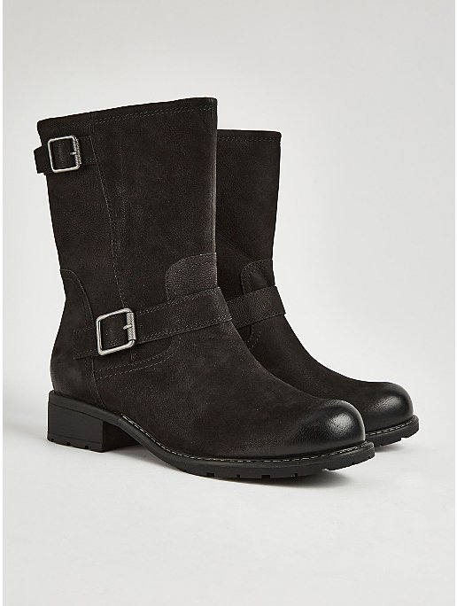 Black Leather Buckled Boots | Women | George at ASDA