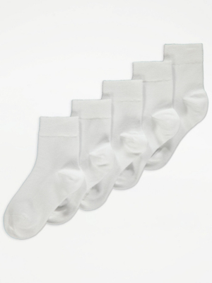 Easy On White Seamless Toe Ankle Socks 5 Pack