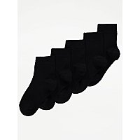 Easy On Black Seamless Toe Ankle Socks 5 Pack | Kids | George at ASDA
