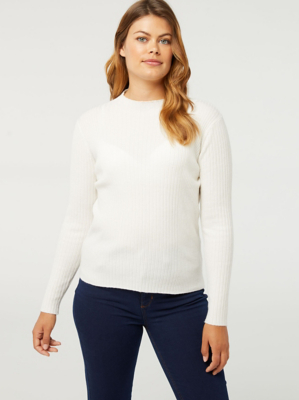 Cream Rib Knit Jumper Women at ASDA