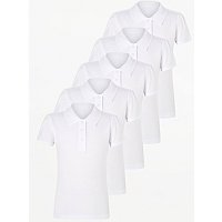 Girls White Slim Fit Scallop School Polo 5 Pack | School | George at ASDA