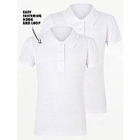 Easy On Girls White Scallop School Polo Shirt 2 Pack | School | George at ASDA