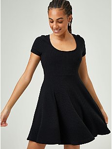Black Jersey Mini Skater Dress