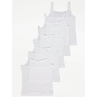 White Plain Cami Vests with Bow 5 Pack | Kids | George at ASDA