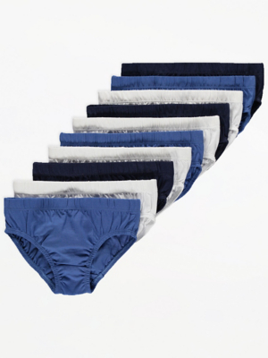 Assorted Plain Briefs 10 Pack Kids at ASDA