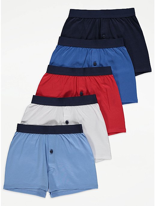 Assorted Button Detail Boxers 5 Pack | Kids | George at ASDA