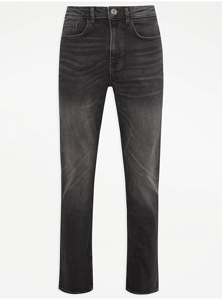 Black Washed Loose Fit Jeans With Stretch