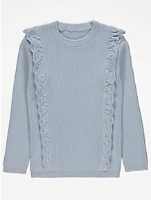 Asda Asda George Boys Blue High Neck  Cotton Pullover Jumper Size 3-4 Years 