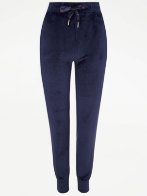 Navy Velour Lounge Pyjama Bottoms Women at ASDA