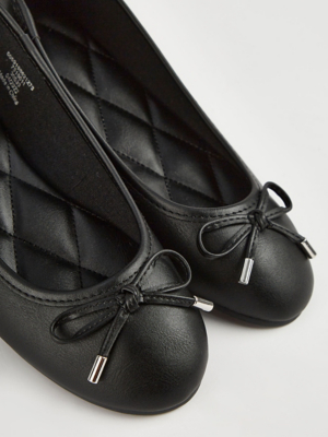 Black Quilted Wide Fit Ballet Shoes Women at ASDA