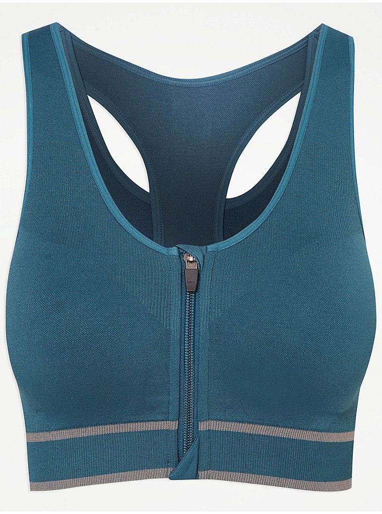 Teal Zip Up Front Sports Bra, Sale & Offers