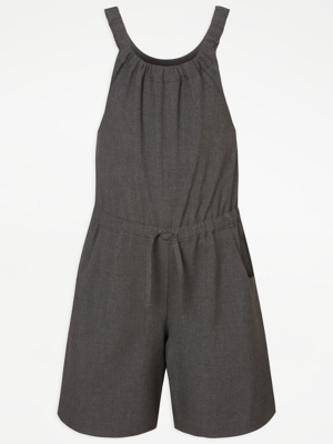 Girls Grey Tie Front School Playsuit | School | George At ASDA