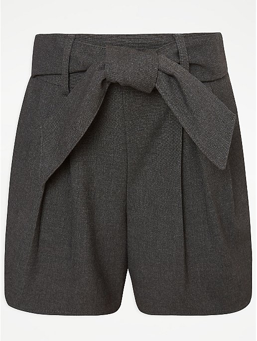 Girls Grey Tie Waist School Shorts | School | George at ASDA