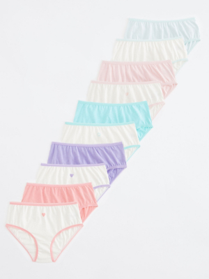 Coloured Edge Full Briefs 10 Pack Kids at ASDA