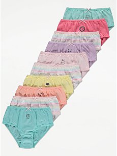 Filles 10 Pack Asda Briefs in multi couleurs pastel taille 2-3 ans ou 3-4 ans 