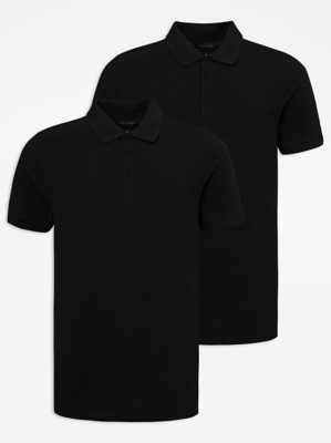 Black Short Sleeve Polo Shirt Men at ASDA