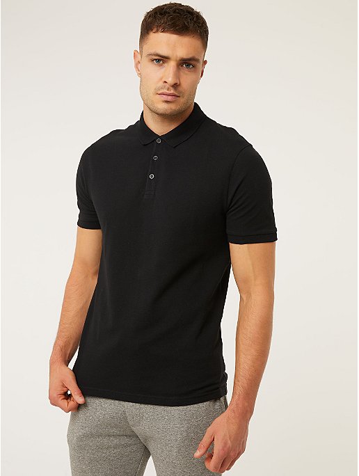 Black Short Sleeve Polo Shirt | Men | George at ASDA