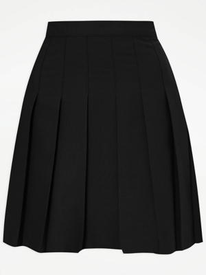 Senior Girls Black Waist Panel Permanent Pleats School Skirt Sale