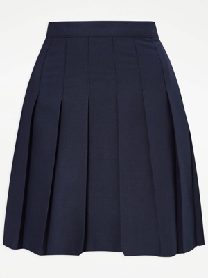 Senior Girls Navy Waist Panel Permanent Pleats School Skirt School at ASDA