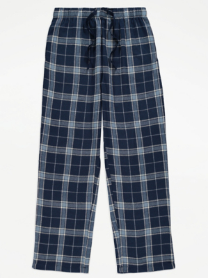 Blue Checked Woven Loungewear Pants Men at ASDA