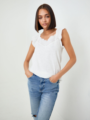 White Lace Front Vest Top Women at ASDA