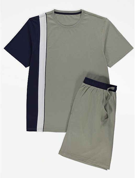 asda.com | Khaki Colour Block Short Pyjamas