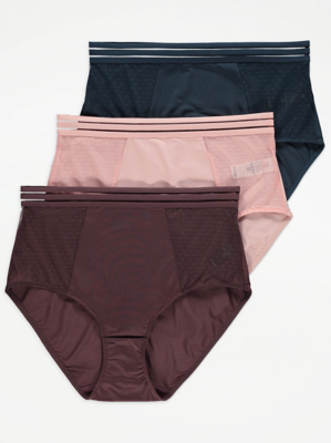 Polka Dot Mesh Full Brief Knickers 3 Pack Lingerie at ASDA