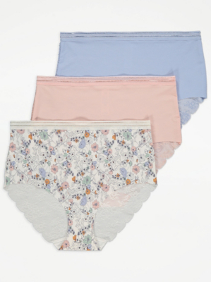 Floral Print Full Brief Knickers 3 Pack Lingerie at ASDA