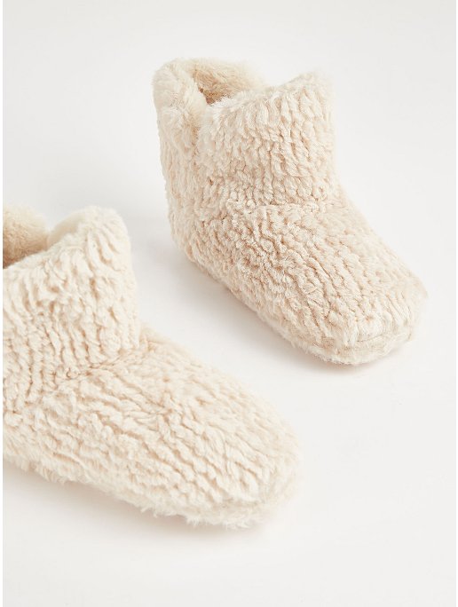 Cream Fluffy Faux Fur Slipper Boot | Women | George at ASDA