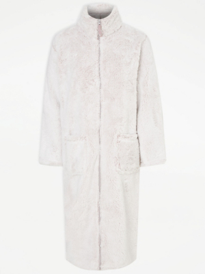Mauve Faux Fur Zip Through Dressing Gown Sale & Offers at ASDA