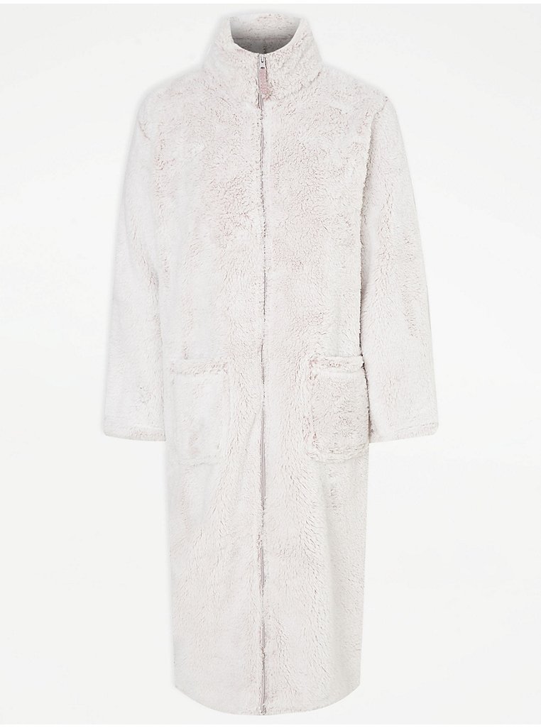 Mauve Faux Fur Zip Through Dressing Gown | Sale & Offers | George at ASDA
