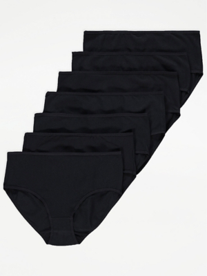 Black Midi Knickers 7 Pack Lingerie at ASDA