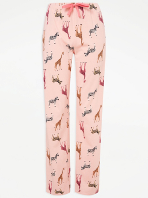 Pink Safari Animal Print Pyjama Bottoms Women at ASDA