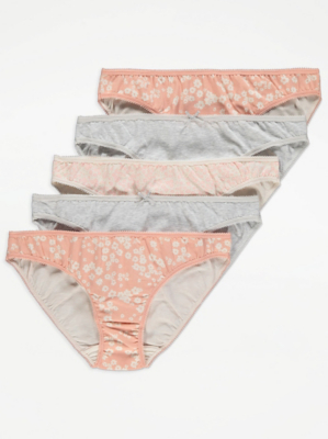 Floral Print Mini Knickers 5 Pack Lingerie at ASDA