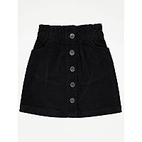 Black Corduroy Paperbag Skirt