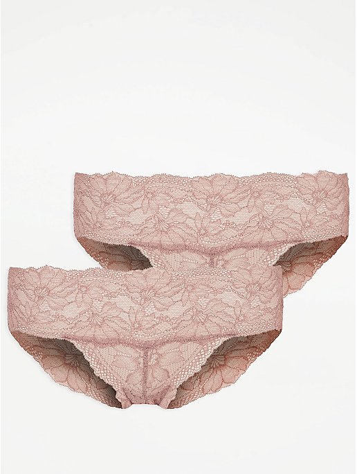 Taupe Lace Band Brazilian Knickers 2 Pack | Women | George at ASDA